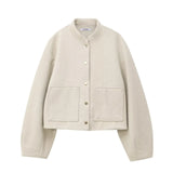 PICSGIRL  -  Stand Collar Short Jacket For Women Fashion Loose Single Breasted Coat Casual 2025 Spring Autumn New Solid Woman Outwear