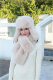 PICSGIRL  -  Hat Scarf Set Winter Warm Earmuffs Hat Girl Hat Natural Fluffy Plush Hat Leather Hat  Шапка Женская