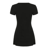 PICSGIRL  -  Solid Knitted Button V-Neck Women Skinny Dresses Simple Office Lady Style Elegant Fashion Clothes