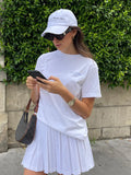 PICSGIRL  -  Cotton Casual White T-shirt Woman Summer O Neck Short Sleeve Simple Chic Tees Clothing 2024 New Fashion Letter Print T-shirts