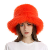 PICSGIRL  -  Autumn Winter Women Keep Warm Rainbow Faux Fox Fur Basin Cap Female Fashion Casual Party Bucket hat Music Festival Thickened Hat