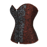 PICSGIRL  -  Women's Corset Gothic Embroidered Corsets Pirate Bustier Steel Boned Bustiers Zip Korsett Basque Carnival Party Clubwear Costume