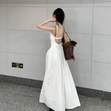 PICSGIRL  -  Sexy Backless Casual Woman Dresses White Long Sleeveless Dress Elegant Chinese Style Vintage Streetwear Chic Fashion