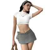 PICSGIRL  -  Simple Two-Piece Set Women Mini High Elasticity t-Shirt+Sash Culotes Solid Street Summer Trend Classic Matching Suits
