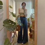 PICSGIRL  -  Solid Color Casual High Waist Wide Leg Pant Pleat Spring Summer Women's Pants Korean Chic Loose Drape Straight Trouser New