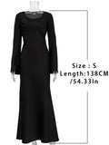 PICSGIRL  -  Bandage Patchwork Maxi Dress Solid Elegant Fashion Long Sleeve Lace-Up Summer For Women Sexy High Waist Long Dress 2024