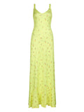 PICSGIRL  -  Yellow Floral Print Summer Vacation Beach Dresses For Women Sleeveless V Neck Elegant Sexy Boho Mermaid Dress