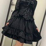 PICSGIRL  -  Gothic Lolita Dress SK Lavender High Waist Lace Up Ruffles Lolita Skirt  sweet lolita dress