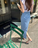 PICSGIRL  -  Female French Retro Plaid Fashion Long Skirt 2024 New Back Slit Striaight Slim High Waist Elegant Casual Women Summer Skirt