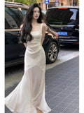 PICSGIRL  -  French Elegant Evening Party Mermaid Dresses Summer New Fashion Sleeveless Birthday Slim Dress Women Holiday Beach Clothes