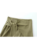 PICSGIRL  -  Cool Girl Fashion Side Knotted Summer Green Short Pants Womens 2024 Summer Casual Side Zipper Asymmetrical Shorts Skirts