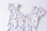 PICSGIRL  -  French Retro Slim Fit Small Flying Sleeves Printed Dress Women Summer New Short Floral Skirt