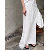 PICSGIRL  -  Casual Vacation Solid Color White Women Summer Skirt 2024 New High Waist Slit Elegant Fashion Female Long Skirts Cotton Blend