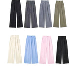 PICSGIRL  -  Office Lady Pleated  Women's Trouser Button Fashion Spring Summer Wide Leg Pants Solid Color Loose Simple Casual Pant 2024 New