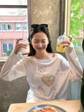 PICSGIRL  -  Kawaii White Long Sleeve T-shirts for Women Anime Cartoon Graphic Oversized Tees O-neck Casual Loose Autumn Clothes Chic