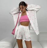 PICSGIRL  -  Cotton Suits For Women 2 Piece Sets Print Long Sleeve Sleepwear Sashes Casual Female Suits With Shorts Spring 2024