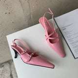 PICSGIRL  -  Pointed Toe Pumps Women Fashion Fine High Heel Sandals Sexy Slingback Sandals Thin Strip Brand Designer High Heel Mule Shoes