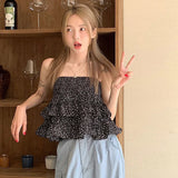 PICSGIRL  -  High Waist Ruffled Mini Dress For Women Floral Skirt Frill Splice Summer Fashion Top And Skirt Two Styles Sweet Skirts