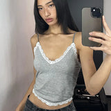 PICSGIRL  -  Spicy Girl Lace Lace, Sexy Hanging Strap, Small Vest Girl 2024 Cross Border Slim Fit V-neck INS New Top Girl