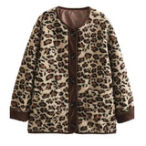 PICSGIRL  -  Vintage Leopard Print Single Breasted Jacket Women Elegant O Neck Long Sleeves Pocket Coat 2024 New Fashion Lady Warm Outerwear