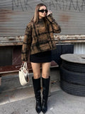 PICSGIRL  -  Vintage Plaid Sweater Long Skirt Woman's Set Casual Plush Turtleneck Sweaters Straight Skirts Sets Female Chic Street Outfits