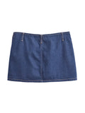 PICSGIRL  -  Girls Casual Safari Style Summer Blue Denim Short Skirts Women 2024 New Style Fashion Side Zipper One Pocket Straight Mini Skirt