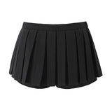 PICSGIRL -  Summer Mini skirts y2k clothes korean fashion black skirts for women elegant pleated high waisted skirt with shorts front tie