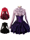 PICSGIRL  -  Gothic Lolita Dress SK Lavender High Waist Lace Up Ruffles Lolita Skirt  sweet lolita dress