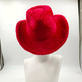 PICSGIRL  -  Fedora Hat Emerald Green Plush Cowboy Hat Material New Jazz Hat European and American Fashion Hat Big Brim Hat 