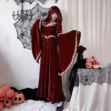 PICSGIRL  -  Halloween Adult Cosplay Costumes Medieval Retro Court of Europe Vampire Little Red Riding Hood Female Witch Dress  ﻿