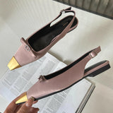 PICSGIRL  -  Satin Flat Shoes for Women Fashion Designer Office Shoes Comfy Bow Elegant Classic Pumps Metal Square Head Flat Shoes Female