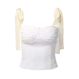 PICSGIRL  -  Summer Woman Bow Lace-up Sexy Tops Sweet Off Shoulder Shirts and Blouses Fashion Sleeveless Elegant Stylish Blusas