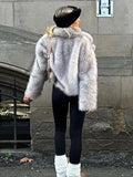 PICSGIRL  -  Elegant Solid Faux Fur Women Coat Full Sleeve Loose Lapel Lady Jacket Fashion Autumn Winter Warm Thicken Female Outwear