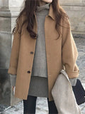 PICSGIRL  -  layered look inspo Thick Jacket Women Casual Fashion Loose Vintage Korean Warm Coat Female Winter Solid Single Breasted Outwears Lady