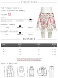 PICSGIRL  -  Sweet 2Piece Set Women Flower Print Single-Breasted Metal Buckle Wrap Mini Top+Patchwork Lace Folds Skirt Matching Suits