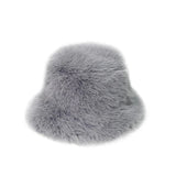 PICSGIRL  -  Fluffy Fur Bucket Hat for Women Imitation Mink Hair Warm Basin Cap Thickened Plush Winter Hats Lady Fashion Panama Fisherman Cap