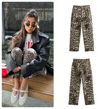 PICSGIRL  -  Fashion Leopard Trousers Women Clothes 2024 Summer New Street High Waist Leopard Print Straight Pants for Women Trousers