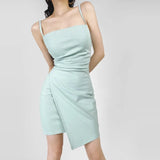 PICSGIRL  -  2024 Summer New Sexy Spicy Girl Low Cut Split Slim Fit Wrap Hip Tight Strap Dress Short Skirt