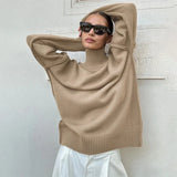 PICSGIRL  -  Winter Knit Turtleneck Pullover Female Clothes Loose Casual Ribbed Patchwork Long Sleeve Oversized Sweater Women Knitwear New