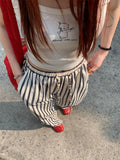 PICSGIRL  -  Classic Striped Wide Leg Pant Women High Waist Drawstring Elastic Waist Loose Casual Pants 2024 New Korean Fashion Thin Trouser