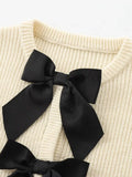 PICSGIRL  -  2024 Autumn/Winter Women Bow Knit Cardigan High Street Round Neck Long Sleeve Tie Versatile Female Knitted Coat