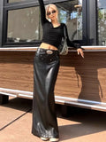 PICSGIRL -  Women's Faux Leather Pencil Long Skirt with Belt Elegant High Waist Bodycon Skirt Autumn Casual Sexy Package Hips Skirts