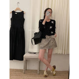 PICSGIRL  -  Women's Vintage Leopard Print Denim Half Body Skirt Korean Fashion Design High Waist Wrap The Buttocks A-Line Short Skirt Ladies