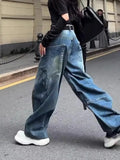 PICSGIRL  -  American Niche Y2K Fashion Blue Pocket Cargo Pants Women Autumn Winter Street Loose Casual Harajuku High Waist Wide Leg Jeans