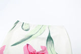 PICSGIRL  -  Vacation Pretty Women Two-Piece Set 3d Flowers Bandeau Mini Top+See Through Print Bottoms Beach Party Matching Suits