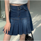 PICSGIRL  -  Low Waist Pleated Skirt Summer Y2k Street Independent Aesthetics Wrapped Belt A-line Skirt Female Korean Fashion Ruffle Skirt