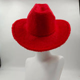 PICSGIRL  -  Fedora Hat Emerald Green Plush Cowboy Hat Material New Jazz Hat European and American Fashion Hat Big Brim Hat 