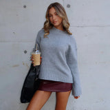 PICSGIRL  -  Vintage Solid O Neck Women Sweater Full Sleeve Loose Lady Pullover 2024 Fashion Elegant Pleated Autumn Winter Female Knitwear