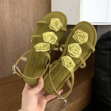 PICSGIRL  -  2024 Summer New Open Toe Sandals Women Roman Style Cute Flat Sandals for Women Chunky Low Heel Wedge Design Elegant Dress Shoes