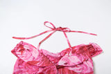PICSGIRL  -  Sexy Tie-Dye Print 2-Piece Set Women Folds Halter Lace-Up One Shoulder Backless Tops+Tierred Mini Skirts Matching Suits
